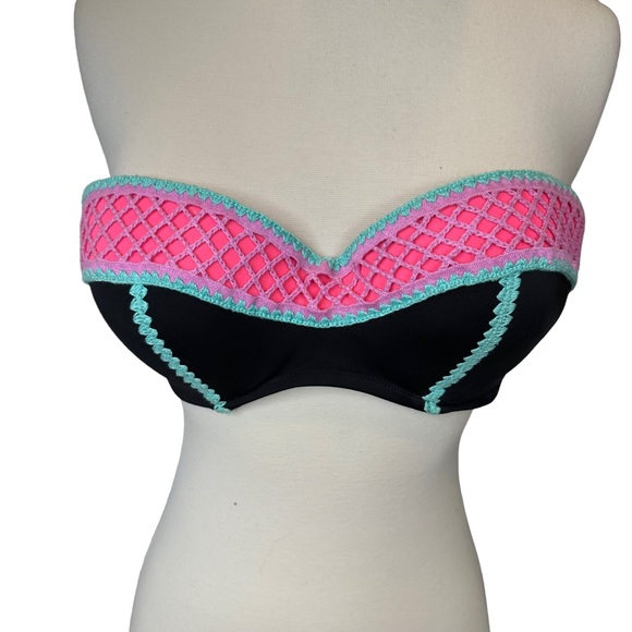 Shade Shore Bikini Top Strapless Womens Padded Wired Adjustable Push Up 90s 38B - Picture 2 of 10